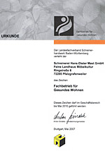 Urkunde Umweltzertifikat
