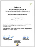 Urkunde Umweltzertifikat